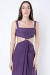 Buy Deme By Gabriella Purple Crepe Silk Square Neck Slit Draped Gown Online at Aza Fashions Buy_Deme By Gabriella_Purple Crepe Silk Square Neck Slit Draped Gown _Online_at_Aza_Fashions