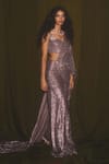 Deme X Kalki Pink Sequins Pre-draped Saree With Blouse Online at Aza Fashions Deme X Kalki_Pink Sequins Pre-draped Saree With Blouse_Online_at_Aza_Fashions