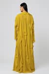 Shop_Deme By Gabriella_Yellow Shimmer Stone Square Neck Ruffle Cape And Embellished Lehenga Set_at_Aza_Fashions