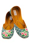 Label Deepti Bajaj_Blue Embroidered Juttis _at_Aza_Fashions