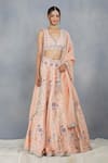 Buy_Deepti Chhabra_Peach Silk Embroidered Lehenga Set_at_Aza_Fashions