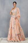 Shop_Deepti Chhabra_Peach Silk Embroidered Lehenga Set_at_Aza_Fashions