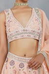 Deepti Chhabra_Peach Silk Embroidered Lehenga Set_Online_at_Aza_Fashions