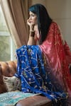 Shop_Ruar India_Blue Chiffon Sequin Embroidered Saree And Blouse_Online_at_Aza_Fashions
