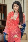 Shop_Ruar India_Blue Chiffon Sequin Embroidered Saree And Blouse_at_Aza_Fashions