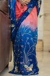 Ruar India_Blue Chiffon Sequin Embroidered Saree And Blouse_at_Aza_Fashions
