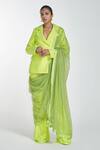 Buy_Itrh_Green Crepe Embellished Crystal Notched Lapel Pant Set With Dupatta_at_Aza_Fashions