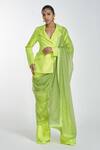Buy_Itrh_Green Crepe Embellished Crystal Notched Lapel Pant Set With Dupatta_Online_at_Aza_Fashions
