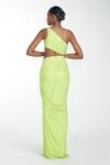 Shop_Itrh_Green Jersey Embellished Crystal Asymmetric Skirt Set  _at_Aza_Fashions