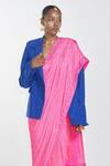Itrh_Blue Crepe Crystal Embellished Pre-draped Saree Set_Online_at_Aza_Fashions