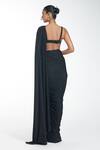 Shop_Itrh_Black Jersey Crystal Scoop Neck Embellished Draped Saree Set _at_Aza_Fashions