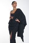 Shop_Itrh_Black Jersey Crystal Embellished Draped Saree Set_Online_at_Aza_Fashions