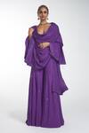 Buy_Itrh_Purple  Lining Butter Embellished Crystal V Jumpsuit With Dupatta_at_Aza_Fashions