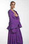 Itrh_Purple  Lining Butter Embellished Crystal V Jumpsuit With Dupatta_Online_at_Aza_Fashions