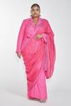 Itrh_Pink And Organza Lining Butter Blazer Pant Set With Dupatta_Online_at_Aza_Fashions