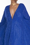Itrh_Blue  Lining Butter Crystal V Neck Embellished Kaftan _at_Aza_Fashions