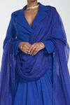 Itrh_Blue And Organza Lining Butter Crystal Lehenga & Blazer With Dupatta_Online_at_Aza_Fashions