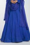 Buy_Itrh_Blue And Organza Lining Butter Crystal Lehenga & Blazer With Dupatta_Online_at_Aza_Fashions