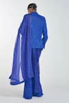 Shop_Itrh_Blue And Organza Lining Butter Blazer & Pant With Dupatta_at_Aza_Fashions