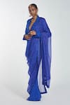 Buy_Itrh_Blue And Organza Lining Butter Blazer & Pant With Dupatta_Online_at_Aza_Fashions