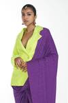 Buy_Itrh_Purple Jersey Lining Lycra Crystal Embellished Pre-draped Saree With Blazer_Online_at_Aza_Fashions