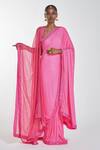 Buy_Itrh_Pink Jersey And Organza Crystal Pre-stitched Saree With Blouse & Dupatta_at_Aza_Fashions