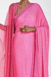 Shop_Itrh_Pink Jersey And Organza Crystal Pre-stitched Saree With Blouse & Dupatta_at_Aza_Fashions