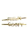 Hair Drama Co_Gold Slogan Hair Pins Set Of 2_Online_at_Aza_Fashions