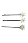 Shop_Hair Drama Co_Silver Crystals Frozen Snow And Ice Hair Pins Set Of 3 _at_Aza_Fashions