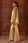 Buy_Dania Siddiqui_Gold Lycra Plain Aya Bell Bottom Pant _Online_at_Aza_Fashions