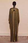 Shop_Dania Siddiqui_Gold Zahra Front Embellished Draped Kaftan_at_Aza_Fashions