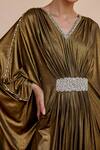 Buy_Dania Siddiqui_Gold Zahra Front Embellished Draped Kaftan_Online_at_Aza_Fashions