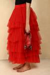 Buy_Dania Siddiqui_Red Tulle Plain Tiered Ruffle Skirt  _Online_at_Aza_Fashions