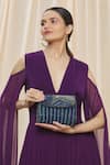 Shop_Durvi_Blue Embellished Persian Gulf Embroidered Clutch With Sling _at_Aza_Fashions