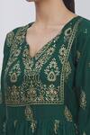 Arihant Rai Sinha_Green Rayon Floral Print Tunic_at_Aza_Fashions