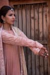 Heena Kochhar_Pink Tissue Embroidered Anarkali Set_Online_at_Aza_Fashions