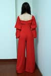 Shop_Swatee Singh_Red Heavy Crepe Square Neck Flared Jumpsuit _at_Aza_Fashions