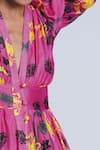 Shop_Ekastories_Pink Cotton V-neck Floral Print Midi Dress 