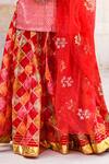 Gulabo Jaipur_Red Kota Doriya Kurta And Leheriya Lehenga Set_at_Aza_Fashions