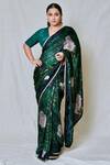 Buy_Devyani Mehrotra_Blue Viscose Silk Printed Saree_at_Aza_Fashions