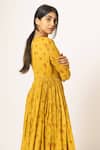 Dot_Yellow Cotton Round Floral Print Anarkali _Online_at_Aza_Fashions