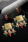 Buy Dugran By Dugristyle Green Pearls, Metallic Thread Kundan Chandbali Earrings at Aza Fashions Buy_Dugran By Dugristyle_Green Pearls, Metallic Thread Kundan Chandbali Earrings _at_Aza_Fashions