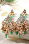 Buy_Dugran By Dugristyle_Grey Kundan Dangler Earrings _at_Aza_Fashions