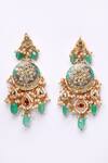 Shop_Dugran By Dugristyle_Grey Kundan Dangler Earrings _at_Aza_Fashions