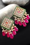 Buy_Dugran By Dugristyle_Pink Kundan Geometric Shape Earrings _at_Aza_Fashions