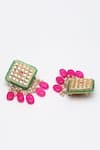 Buy_Dugran By Dugristyle_Pink Kundan Geometric Shape Earrings _Online_at_Aza_Fashions