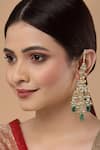 Shop_Dugran By Dugristyle_Gold Plated Kundan Dangler Earrings With Ear Chain _at_Aza_Fashions