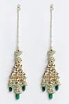 Buy_Dugran By Dugristyle_Gold Plated Kundan Dangler Earrings With Ear Chain _at_Aza_Fashions