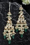 Dugran By Dugristyle_Gold Plated Kundan Dangler Earrings With Ear Chain _Online_at_Aza_Fashions