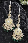 Dugran By Dugristyle_Gold Plated Pearls, Metallic Thread, Meenakari Dangler Earrings With Ear Chain _Online_at_Aza_Fashions